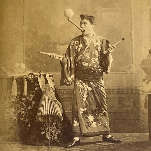 Cabinet Card Photo of Japanese Juggler Prince Kokin Taken in Berlin, Germany