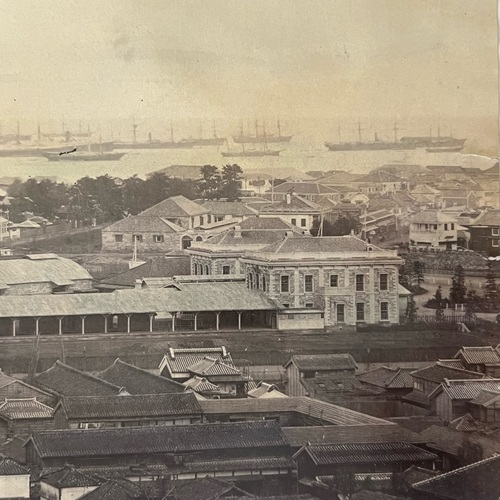 Large Format Photo of Yokohama Station Scarce, early view with train visible