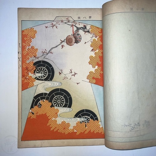 Hanagata - Spring. Lovely, woodblock printed Kimono design book by Yamashita Kosen