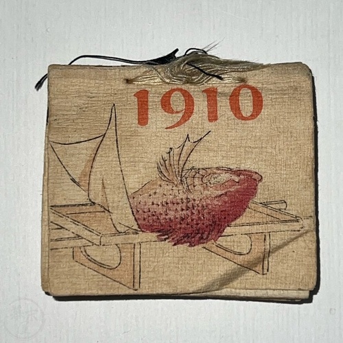 Miniature Calendar 1910 on crepe paper by Hasegawa Takejiro