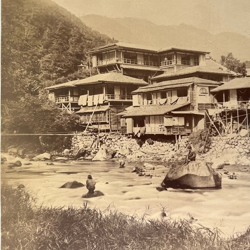 Large Format Photo of Tonosawa Hot Spring, Hakone Very early, uncoloured albumen photo