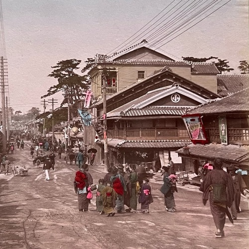 Large Format Photo of Tamondori, Kobe Hand-coloured albumen print