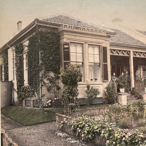 Large Format Photo of Western-style House on the Bluff at Yokohama Superb photo by Kusakabe Kimbei