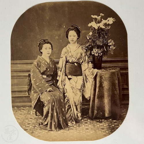 Large Format Photo of Two Japanese Ladies Attributed to Kanamaru Genzo