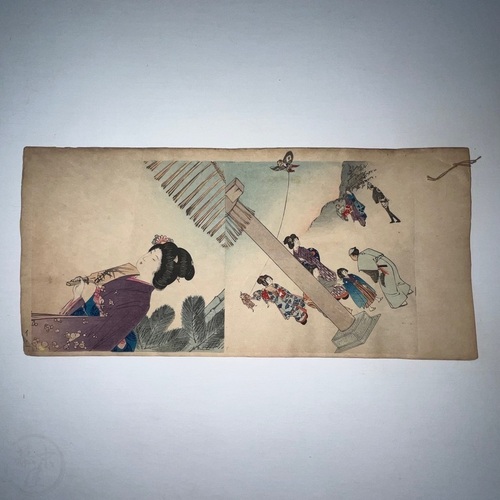 Woodblock printed uncut sample pages for Japanese calendar presumably by Hasegawa Takejiro