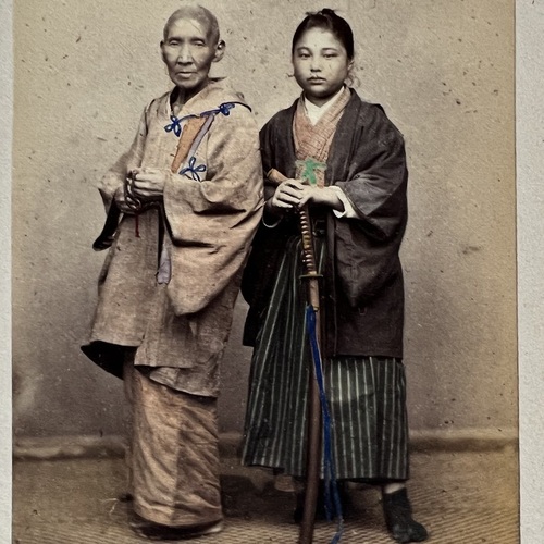 名刺版写真　若侍と尼 ベアト写真