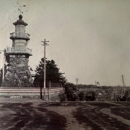Large Format Photo of Kudanzaka, Tokyo showing the Joto Myodai tower and Nicholai-do cathedral