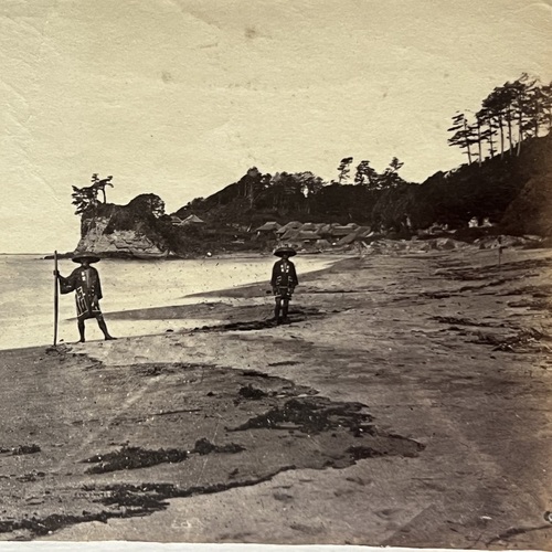 Albumen print photo of Enoshima from Shichirigahama early image from group of photos used in The Far East journal