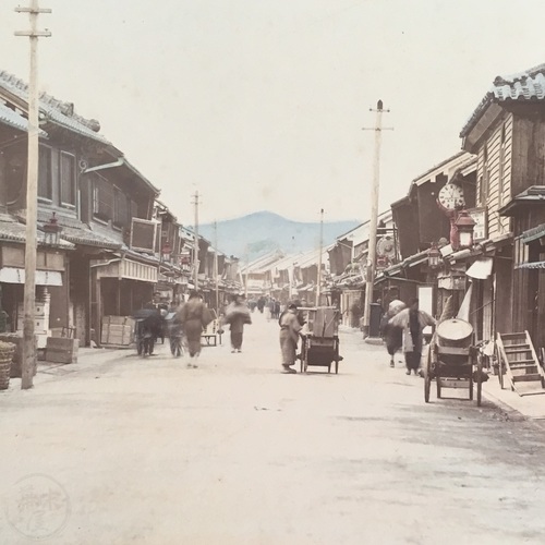 Large Format Photo of Main Street, Kobe with photo studio of Tamemasa Torazo on right