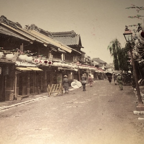 Large Format Photo of Bentendori, Yokohama with shop signs readable
