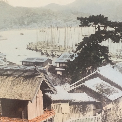 Large format photo of Naminohira, Nagasaki Hand coloured image overlooking harbour