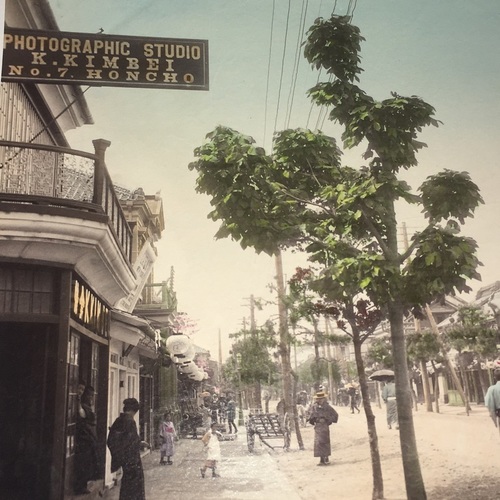 Stunning Large Format Photo Showing the Kimbei Studio on Honcho Dori, Yokohama taken by Kusakabe Kimbei