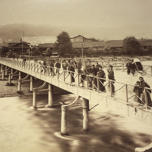 大形古写真　京都　四条大橋 明治初期