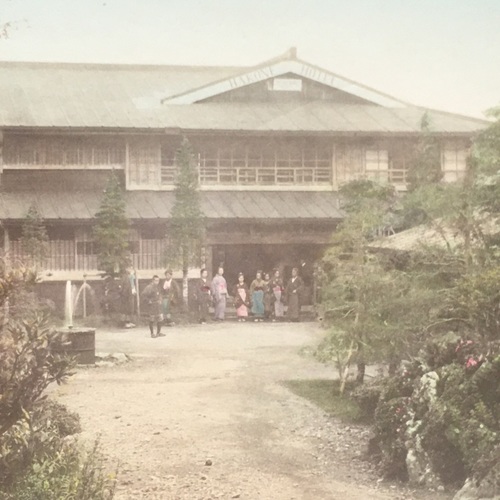 Large format photo of The Hakone Hotel Hand-coloured albumen photo