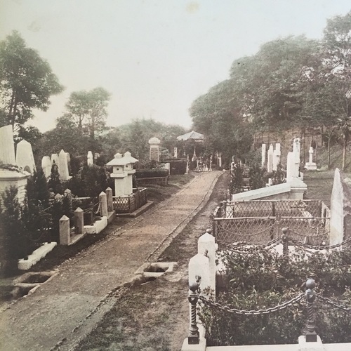 Large format photo of the Foreign Cemetery Yokohama 1 taken by Kusakabe Kimbei