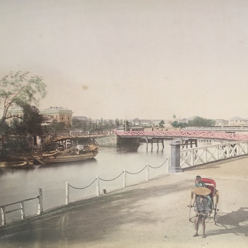 Large format photo of Five Bridges near Yokohama Station attributed to Kusakabe Kimbei