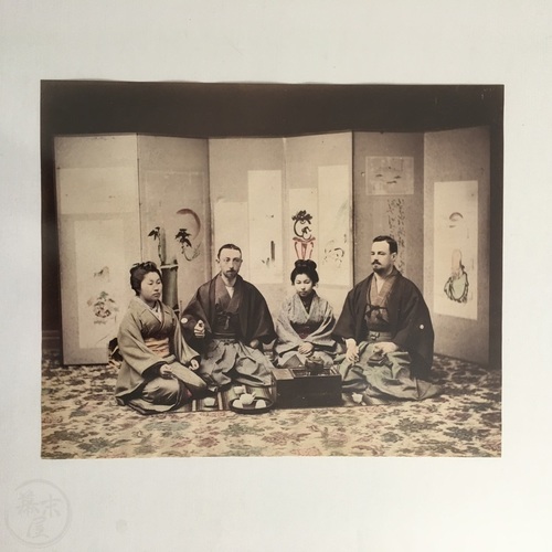 Large format photo of Campredor and Adet with Two Japanese Ladies Superb, hand-coloured albumen photo