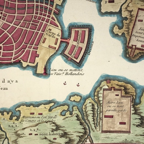 Map of Nagasaki and Dejima by Jacques-Nicolas Bellin
