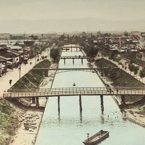 Large format photo of the Sosui, Kyoto (Outou Canal) Hand-coloured albumen photo