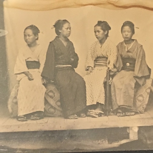 Ambrotype Photo of Four Ladies by early, unknown Saga photographer