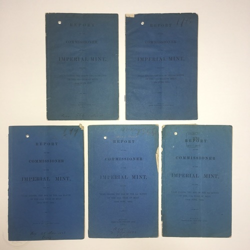 Report of the Commissioner of the Imperial Mint 5 issues covering the early years
